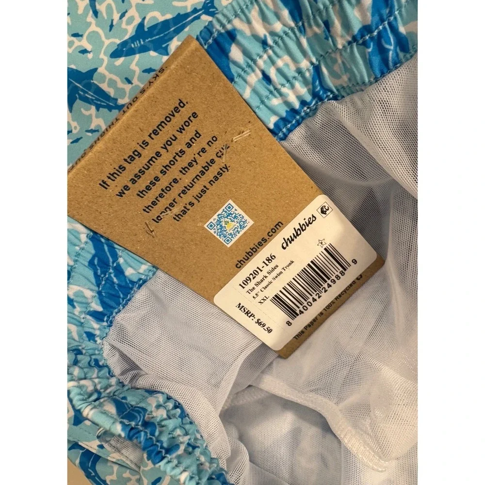 Chubbies Swim‎ Trunks Men XXL Blue Shark Sides 5.5